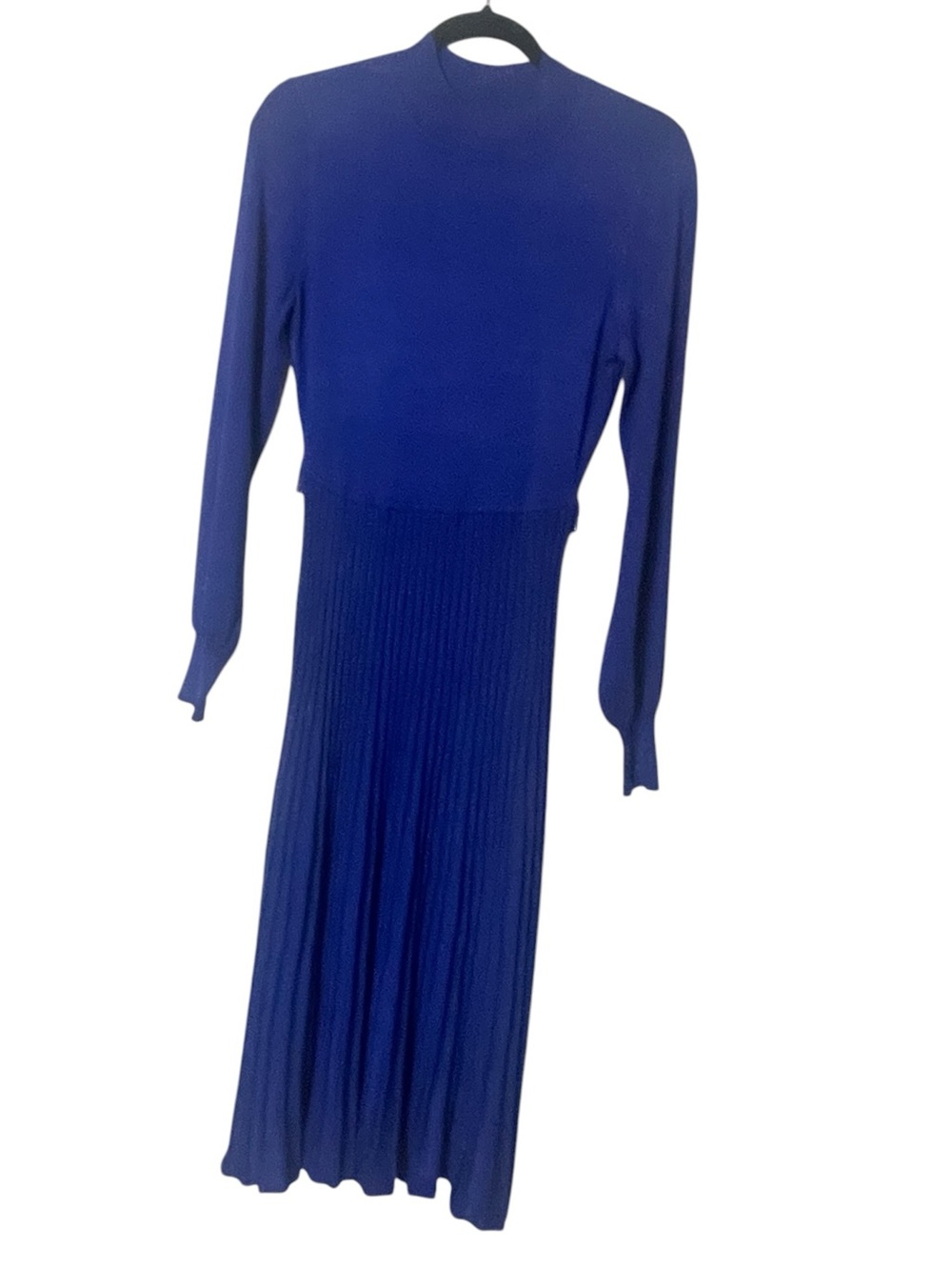 NWT-Nina Leonard Long Sleeve Pleated Midi Dress - Blue size medium - Picture 2 of 8